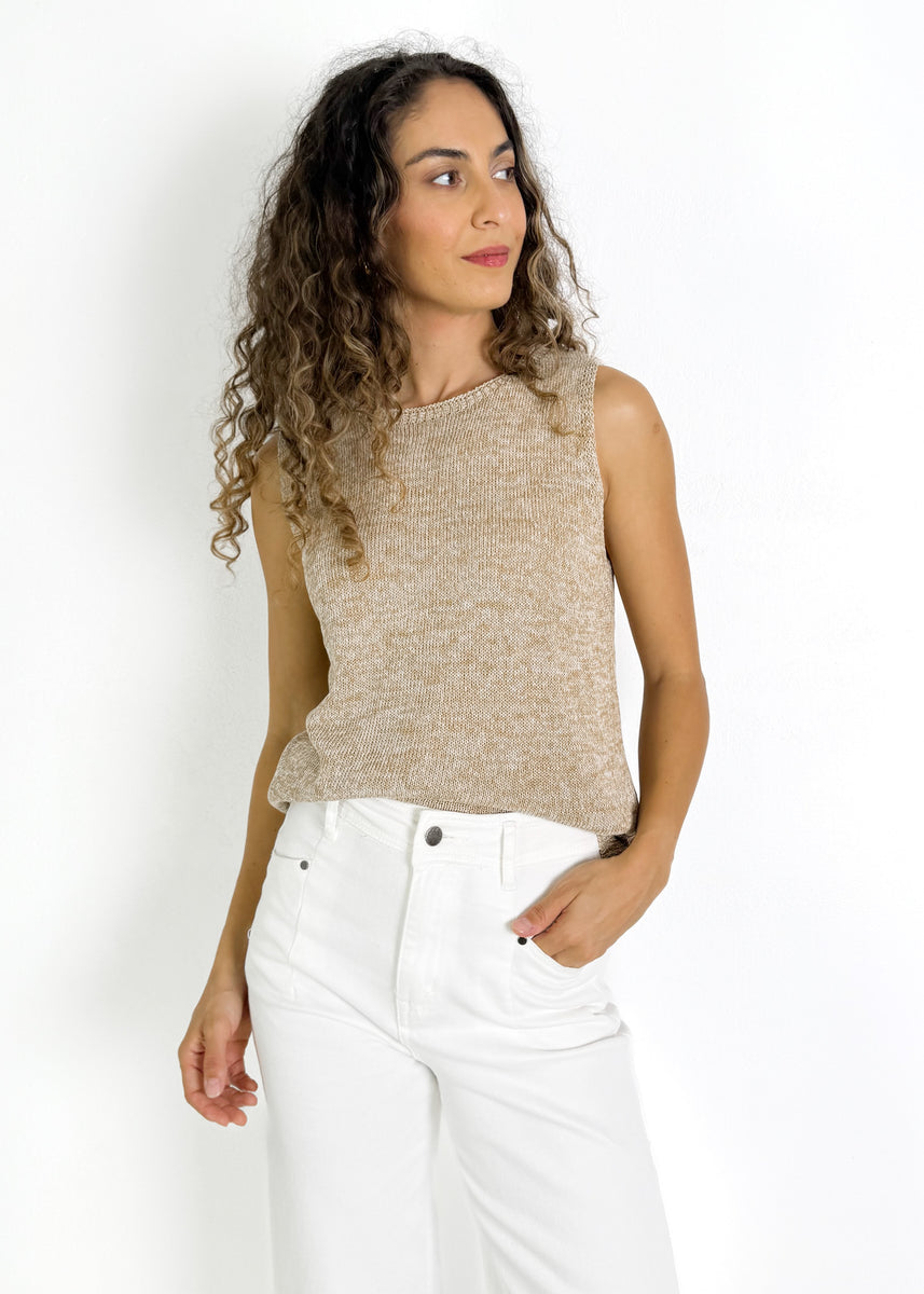 MELANGE SPRING TANK - BROWN