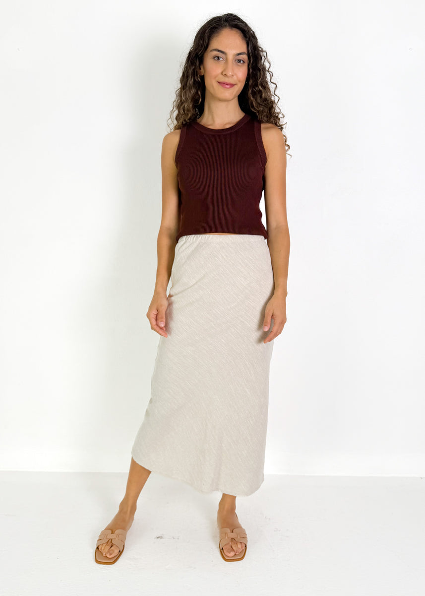 NORA LINEN SLIP SKIRT - NATURAL