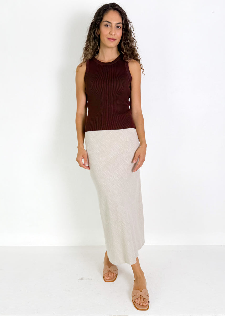 NORA LINEN SLIP SKIRT - NATURAL