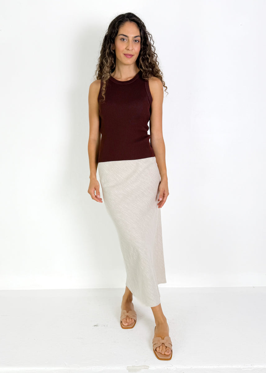 NORA LINEN SLIP SKIRT - NATURAL