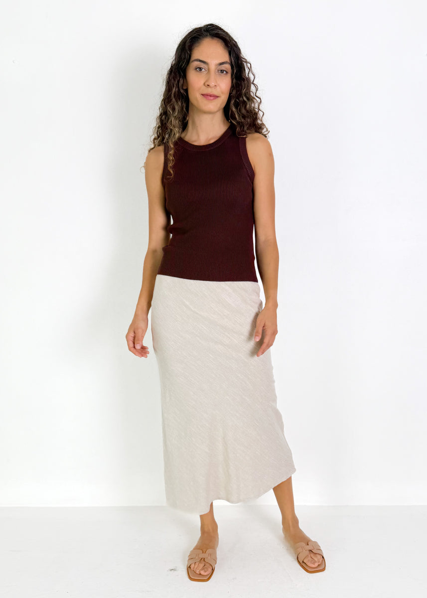 NORA LINEN SLIP SKIRT - NATURAL