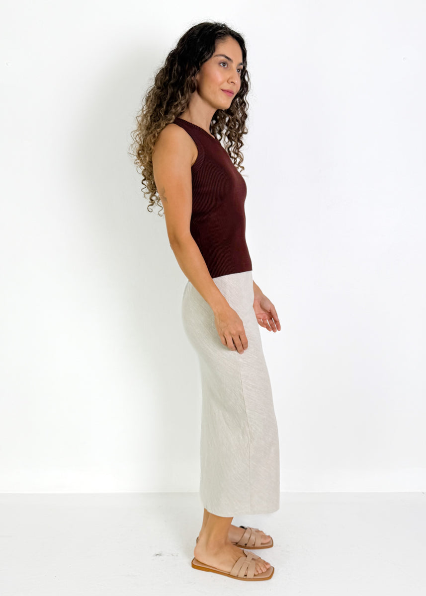 NORA LINEN SLIP SKIRT - NATURAL