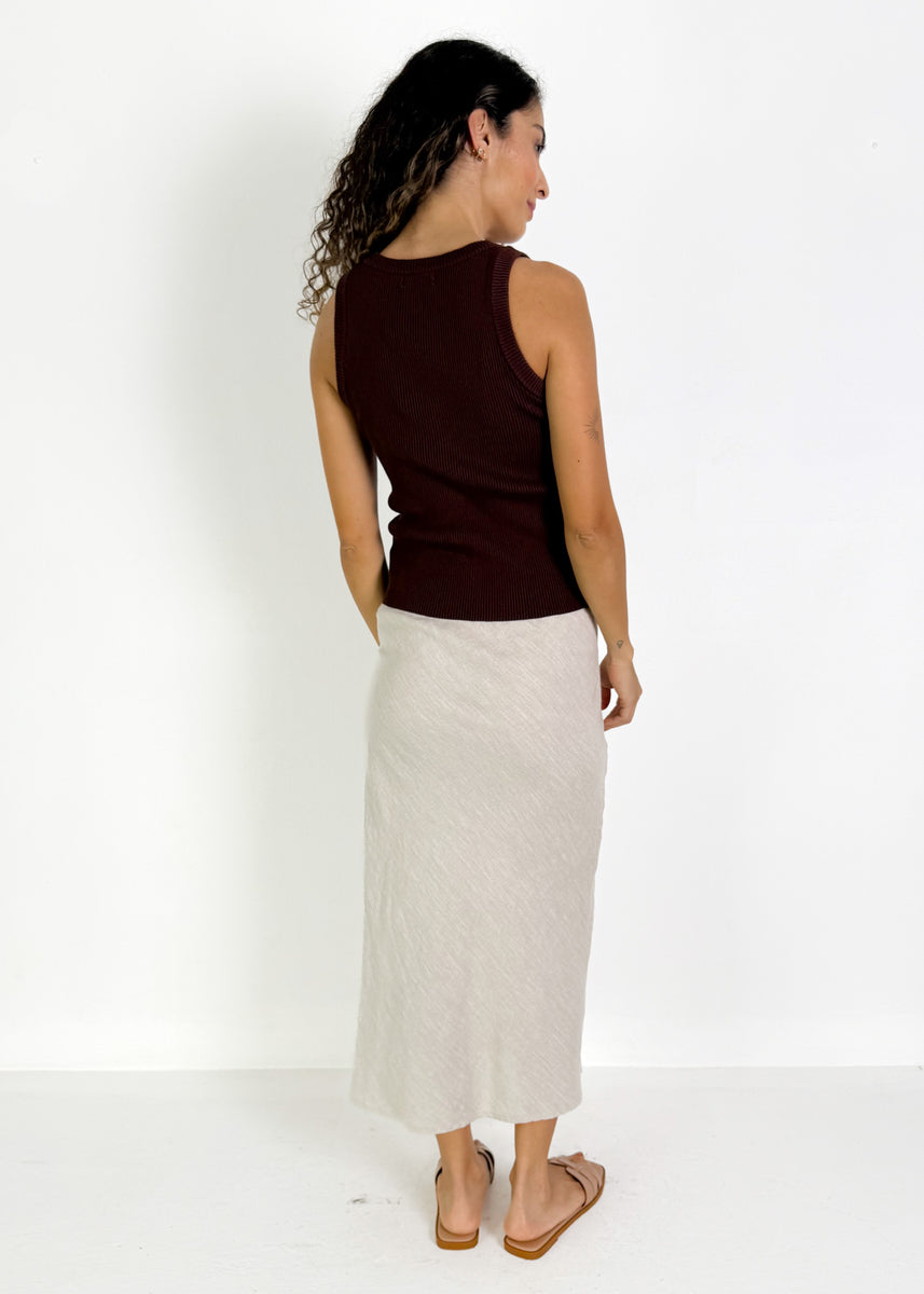 NORA LINEN SLIP SKIRT - NATURAL