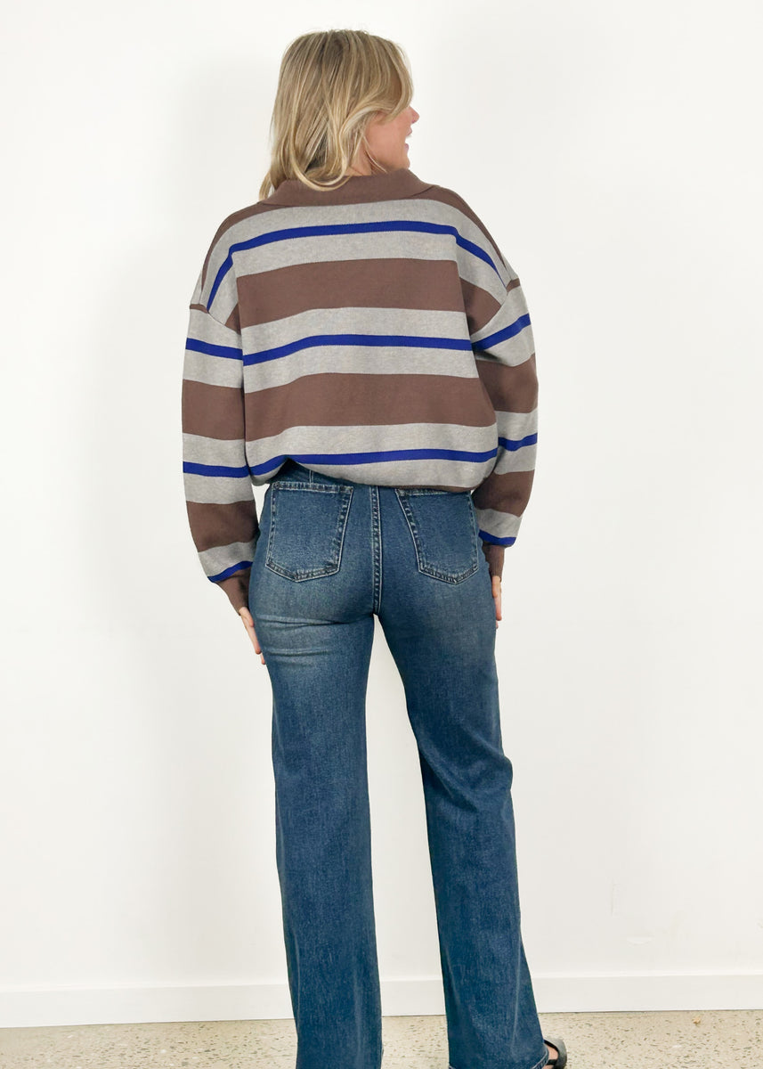 KEEGAN JUMPER - GREY & CHOCOLATE