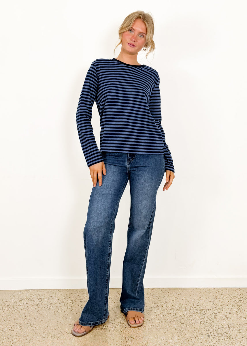 ATHENA STRIPE BASIC TOP - BLUE