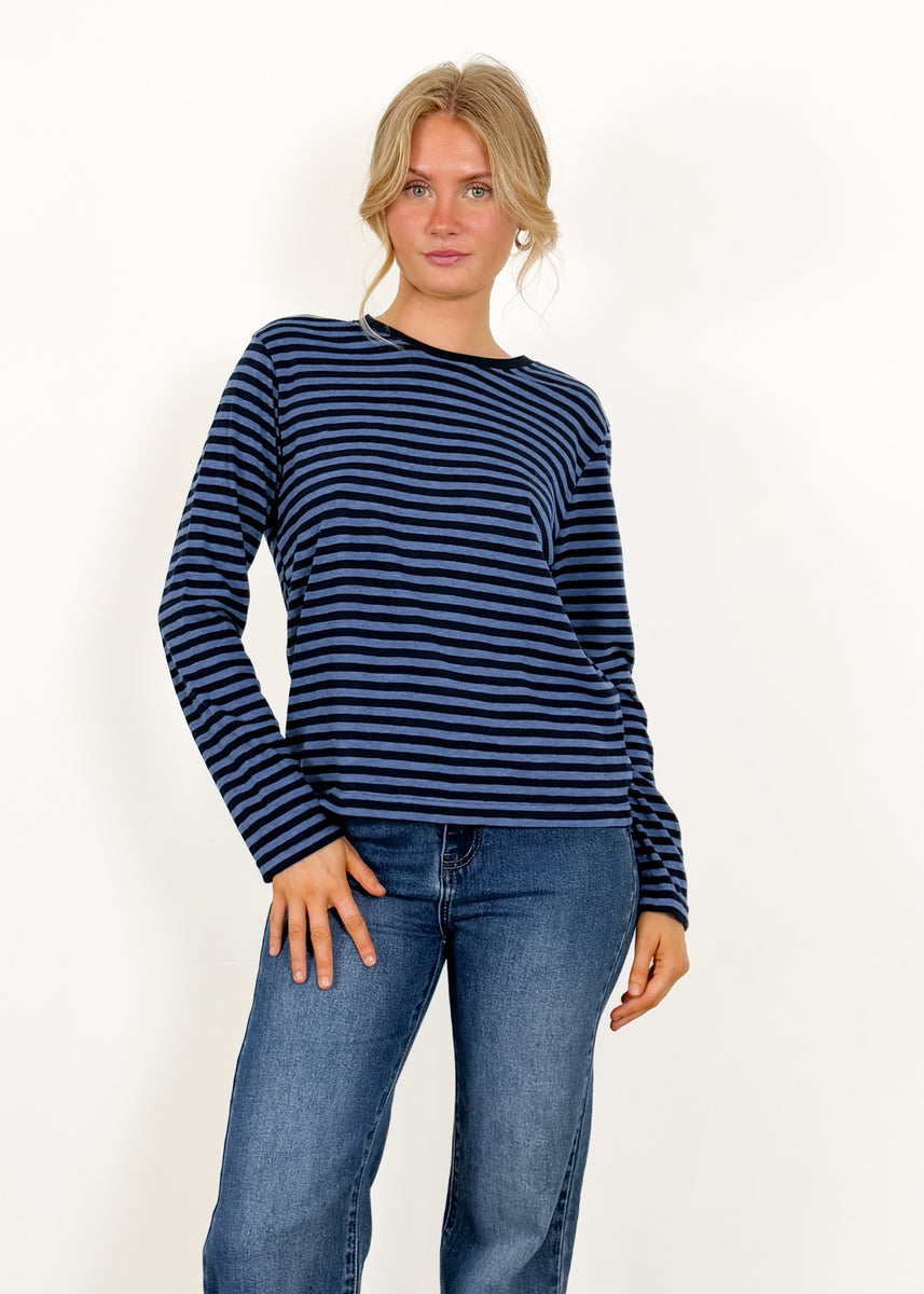 ATHENA STRIPE BASIC TOP - BLUE