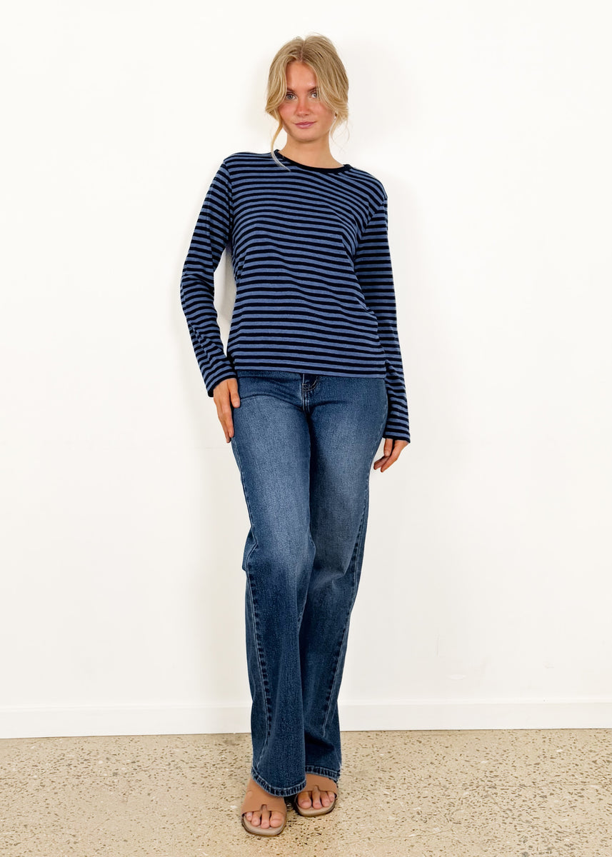 ATHENA STRIPE BASIC TOP - BLUE