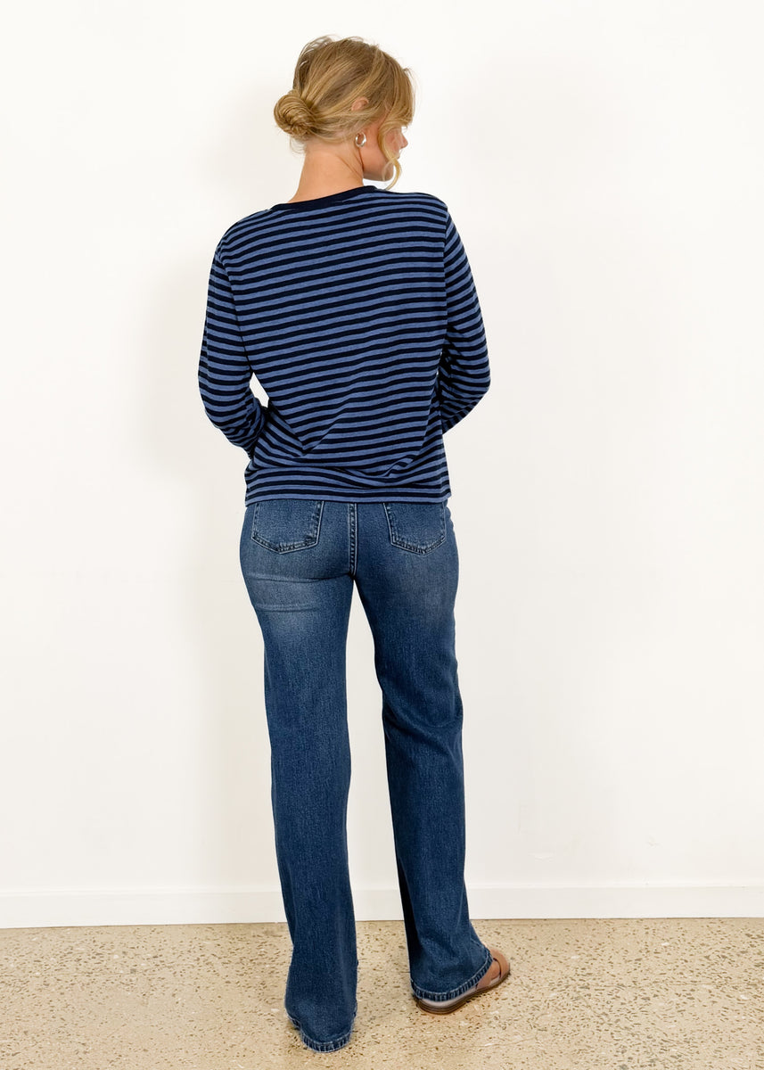 ATHENA STRIPE BASIC TOP - BLUE