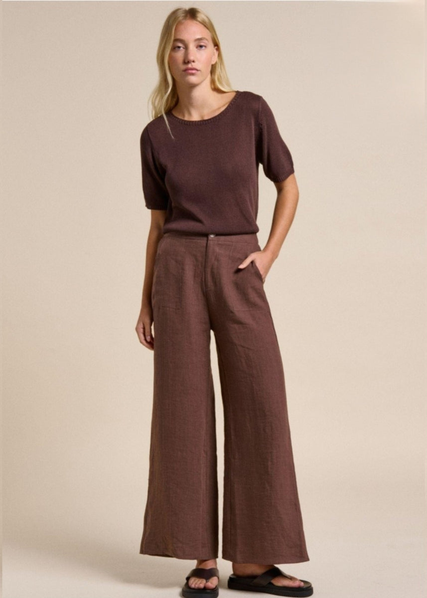 JUDE LINEN PANTS - CHOCOLATE