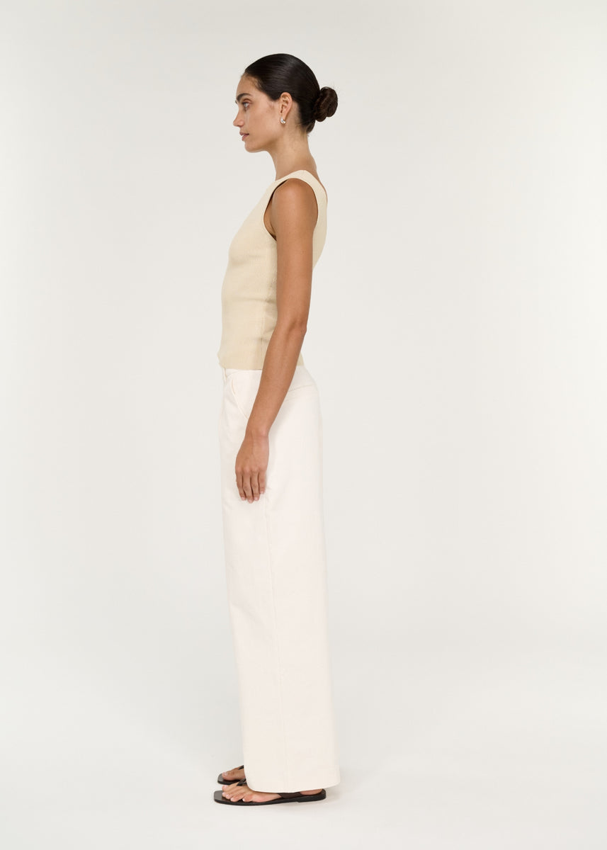 MODA REVERSIBLE KNIT TANK - ECRU
