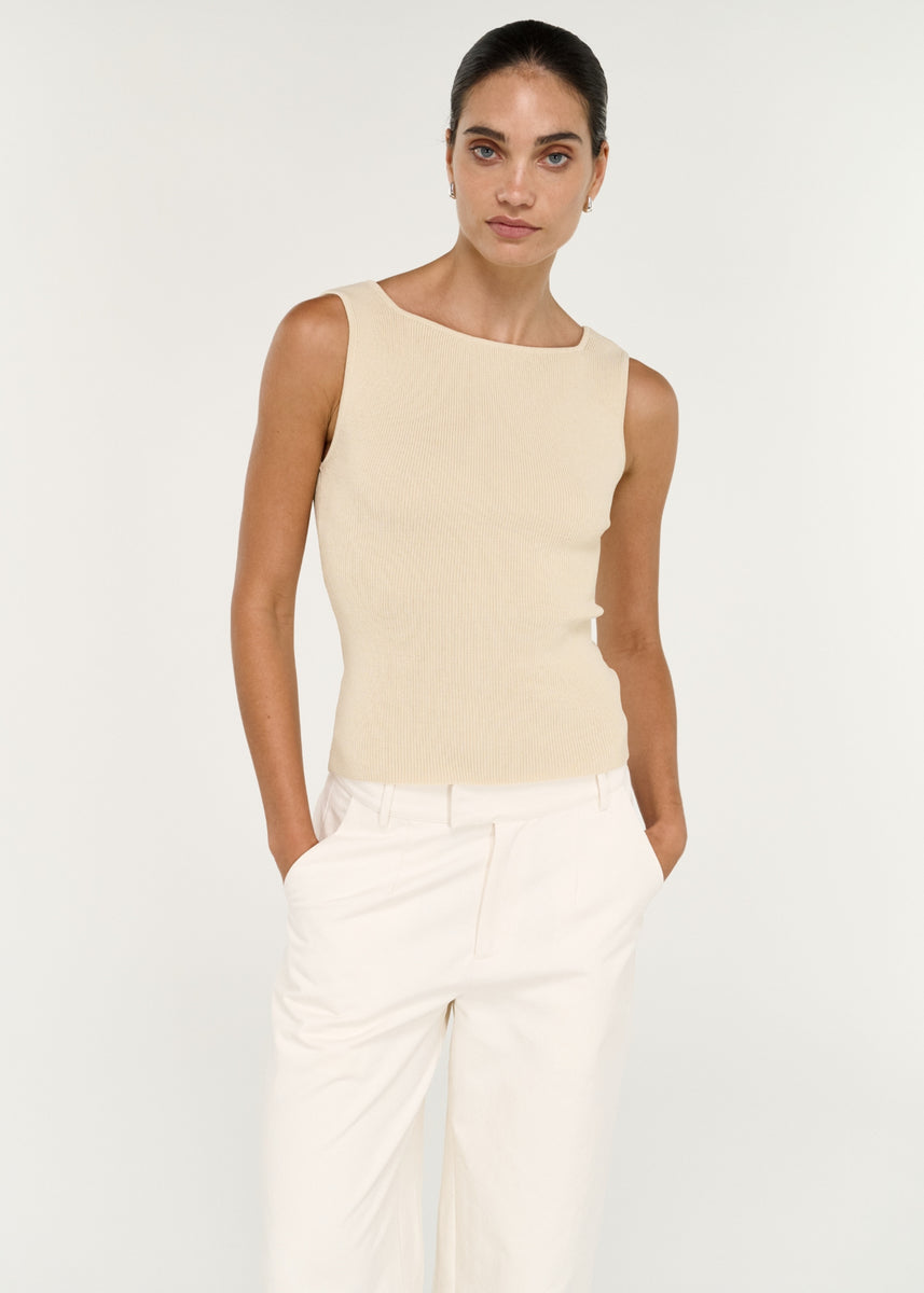 MODA REVERSIBLE KNIT TANK - ECRU