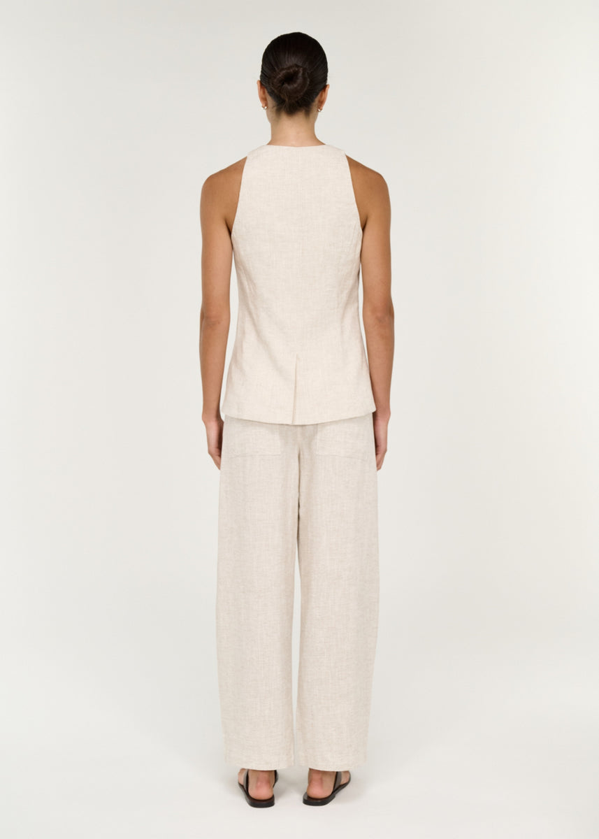 NEVE LINEN LONG LINE VEST