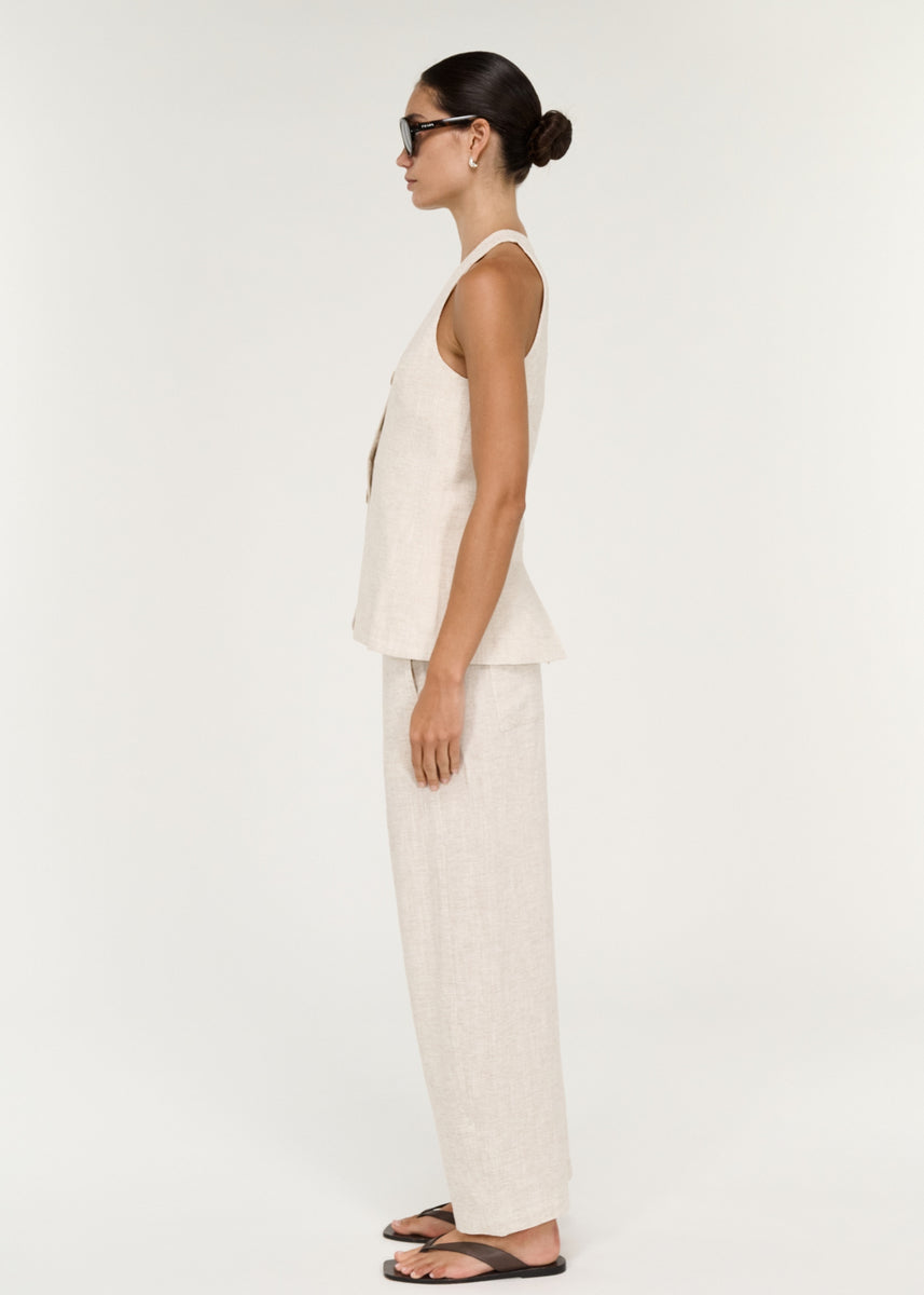 NEVE LINEN LONG LINE VEST
