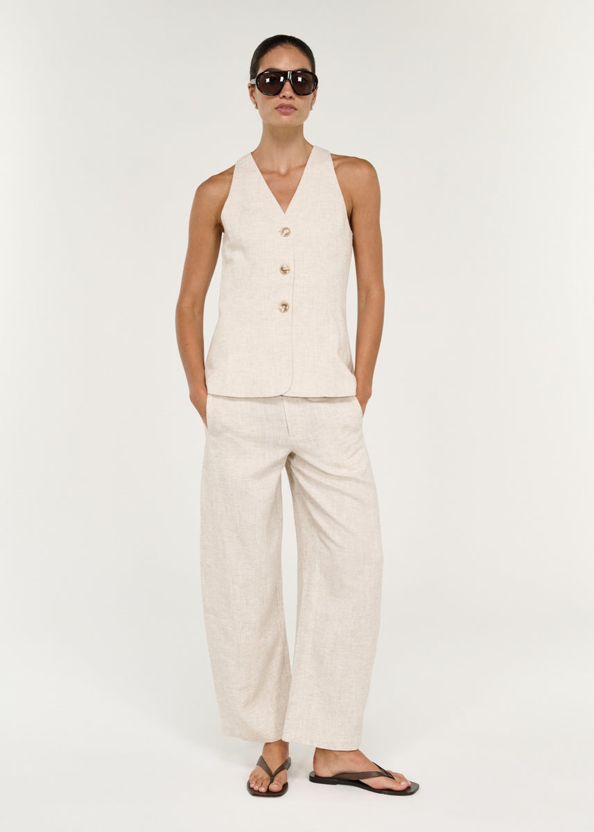 NEVE LINEN LONG LINE VEST