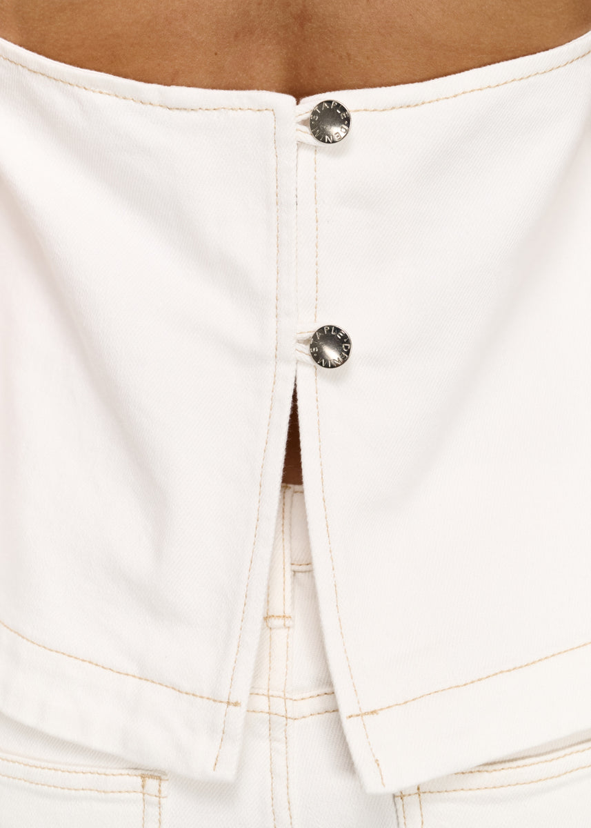 NYRA DENIM HALTER TOP