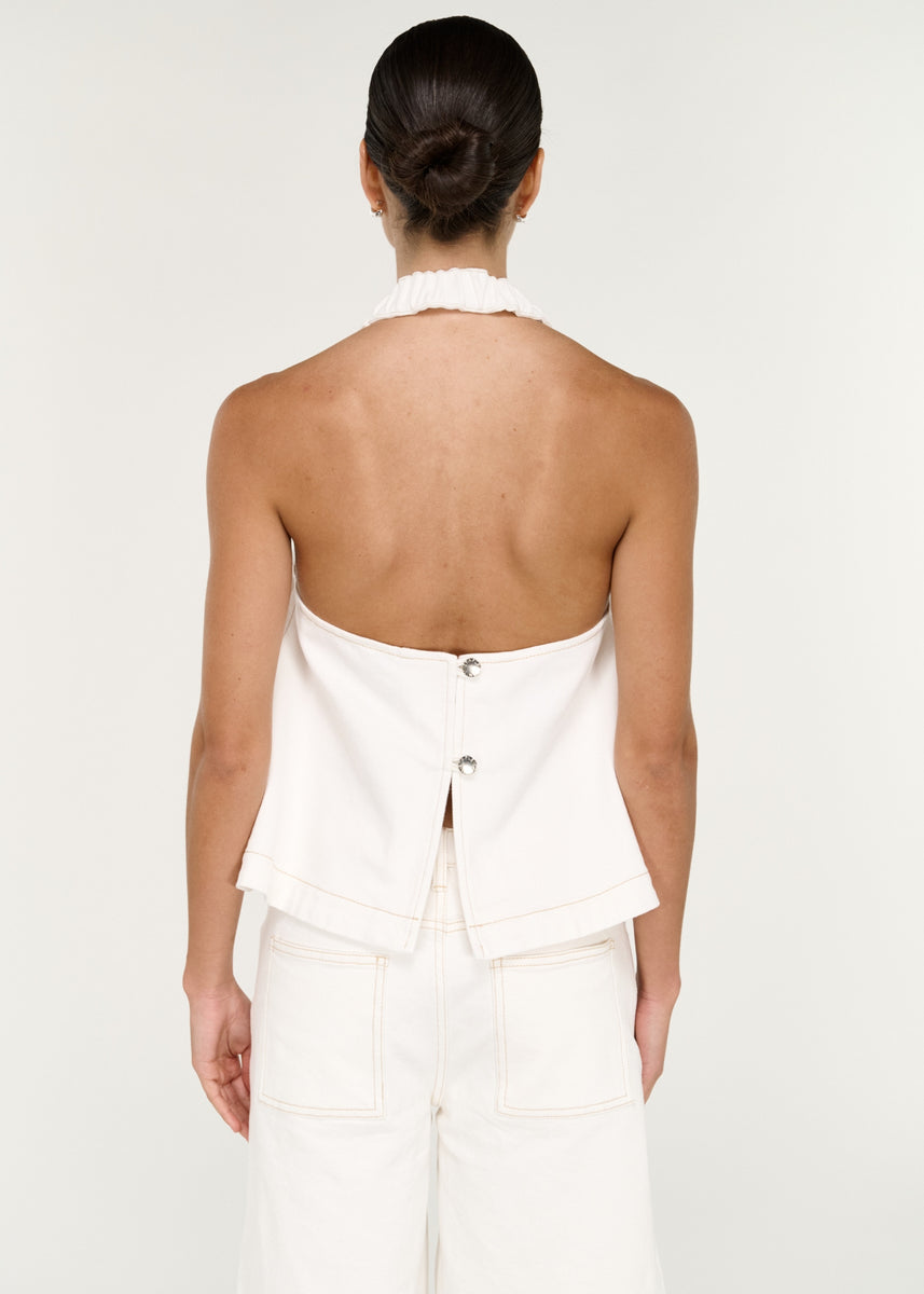 NYRA DENIM HALTER TOP