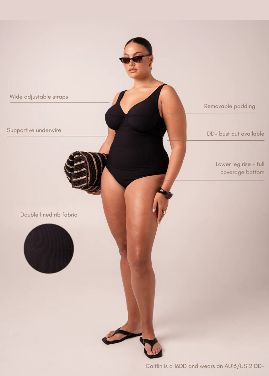 ORIGINAL UNDERWIRE ONE PIECE - BLACK RIB