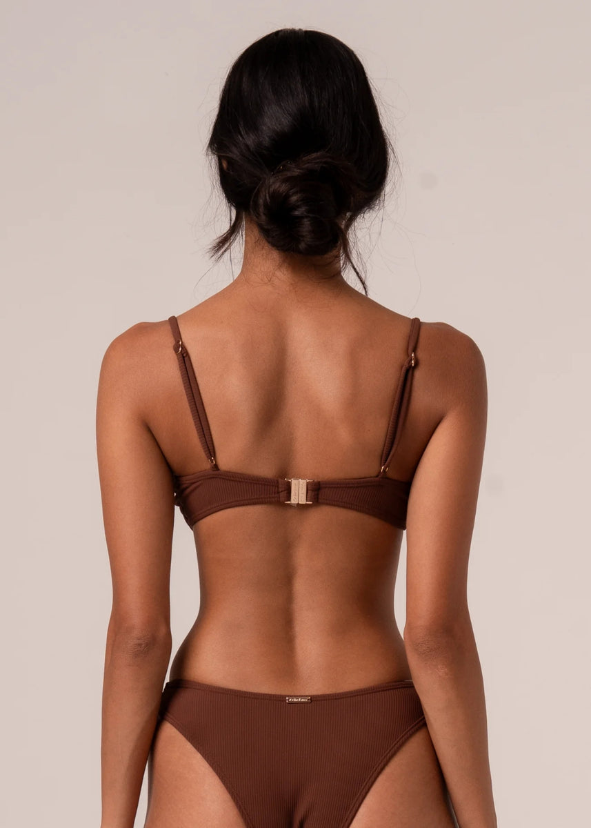 RUCHED SOFT CUP BRALETTE - CHOC RIB