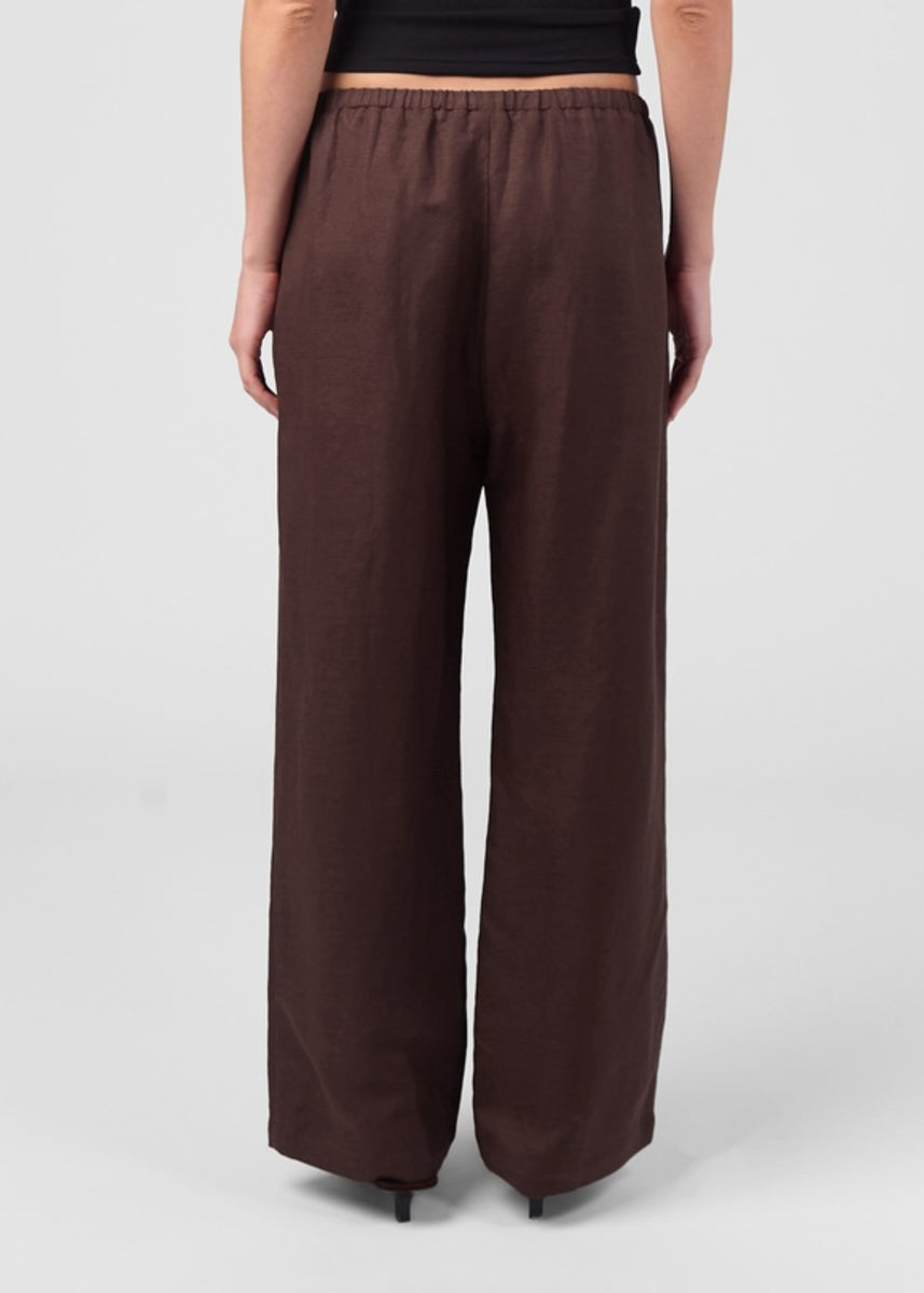 SOUTH BEACH LINEN PANTS - CHOCOLATE