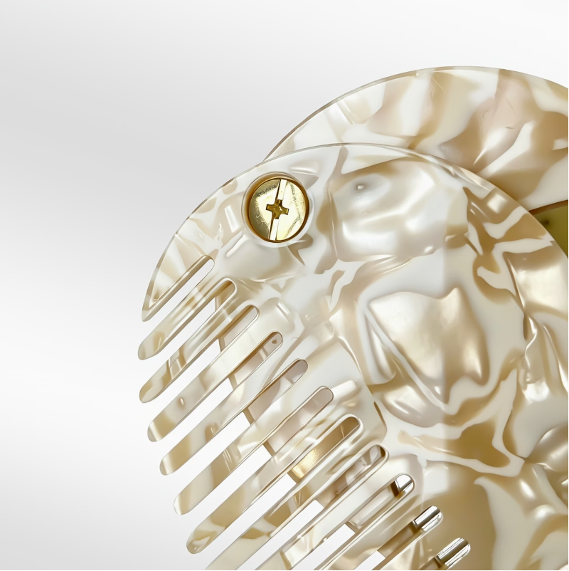 COMPACT HAIR COMB & MIRROR COMBO - IVORY