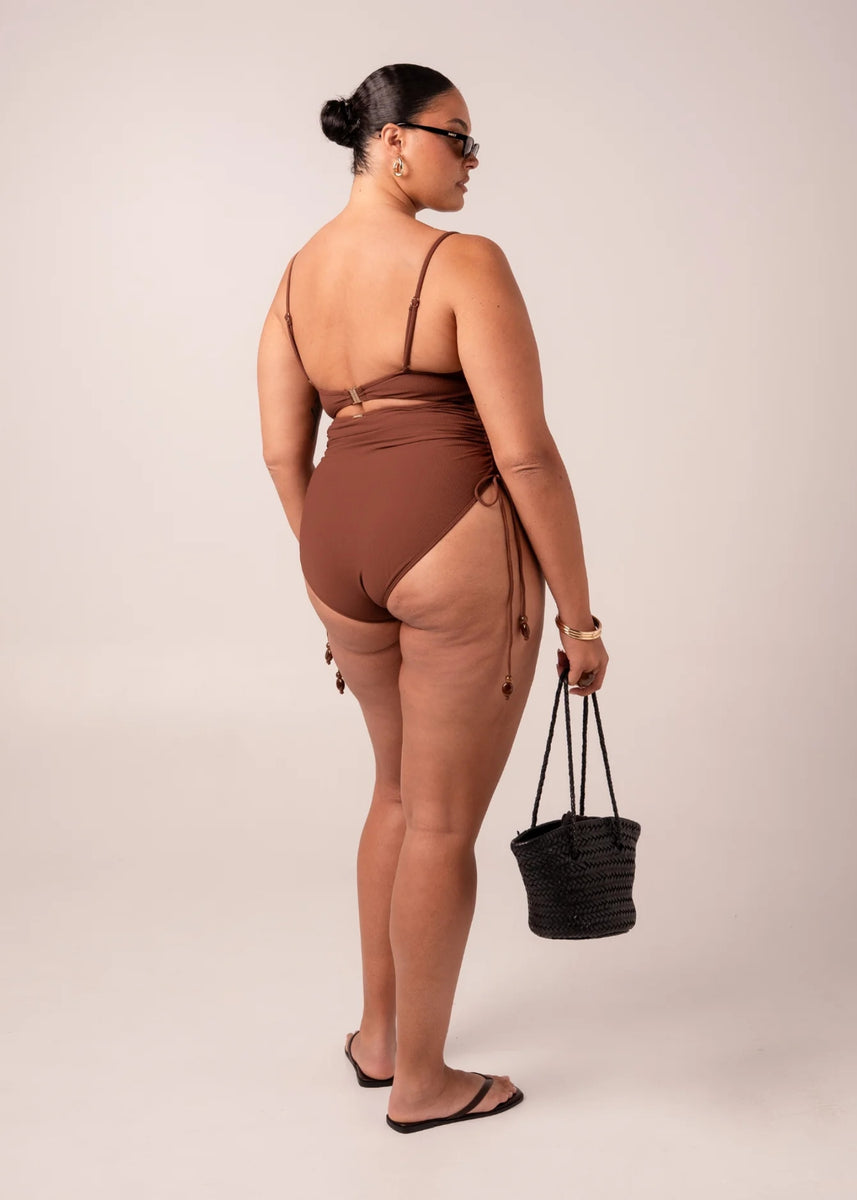 THIN STRAP UNDERWIRE ONE PIECE - CHOCOLATE