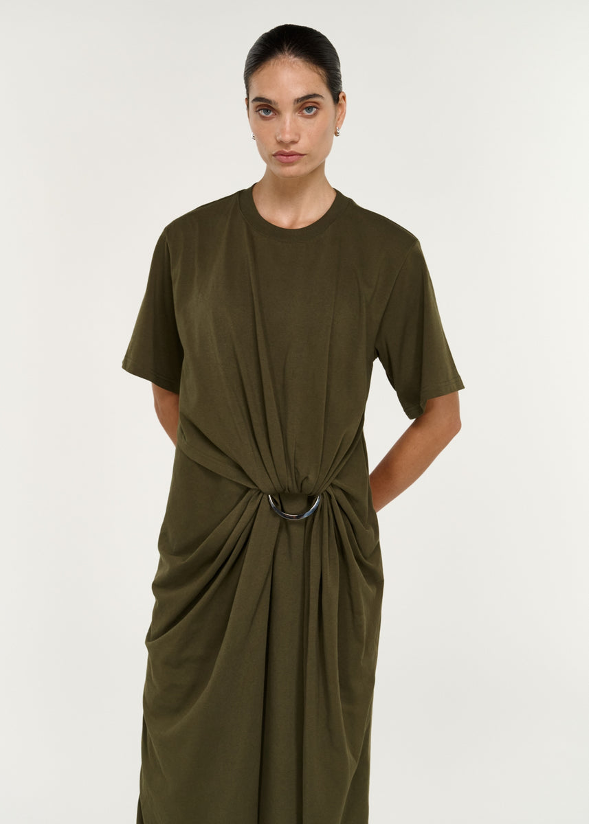 TOVAE DRAPED MIDI TEE DRESS