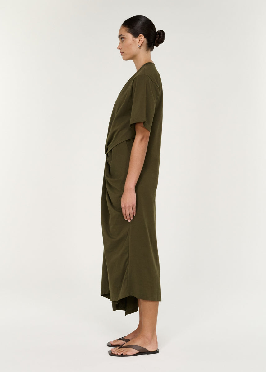 TOVAE DRAPED MIDI TEE DRESS