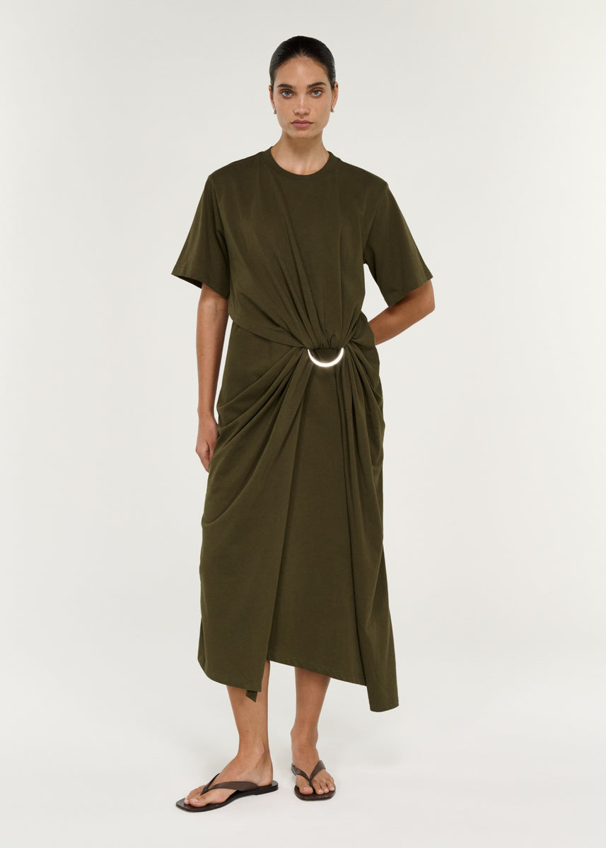 TOVAE DRAPED MIDI TEE DRESS