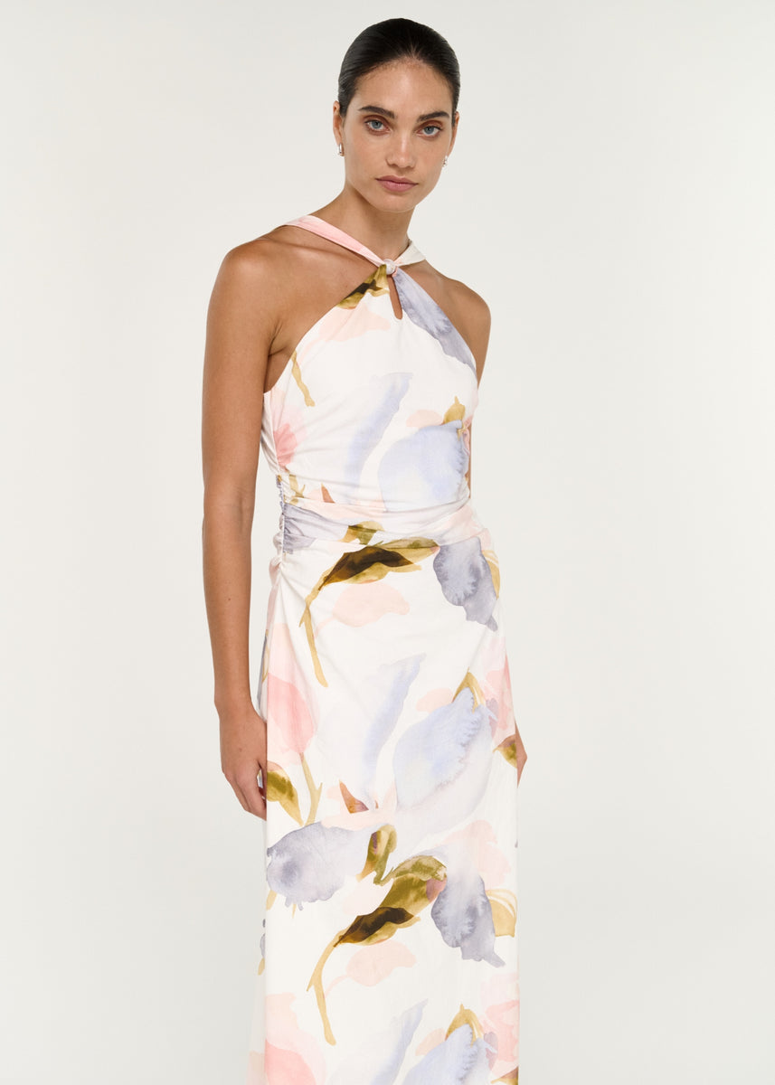 VALEA HALTER MIDI DRESS