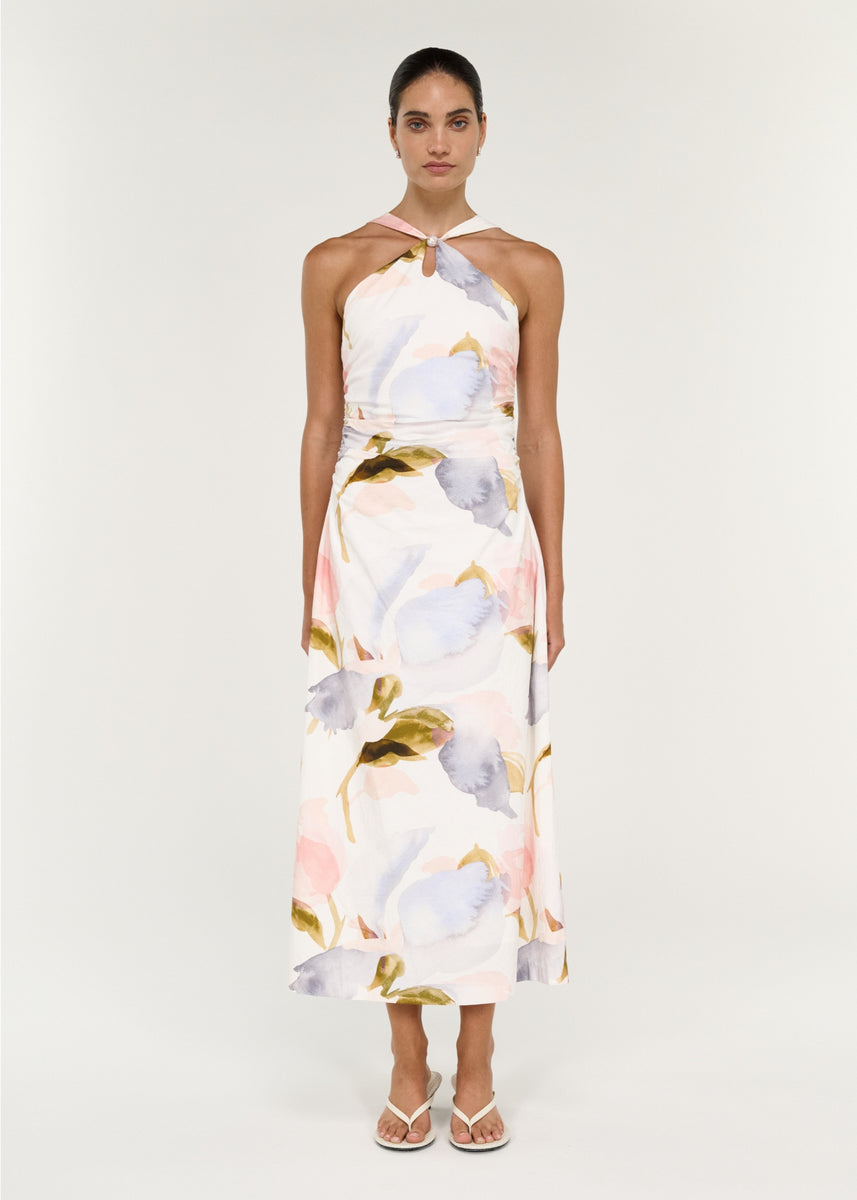 VALEA HALTER MIDI DRESS