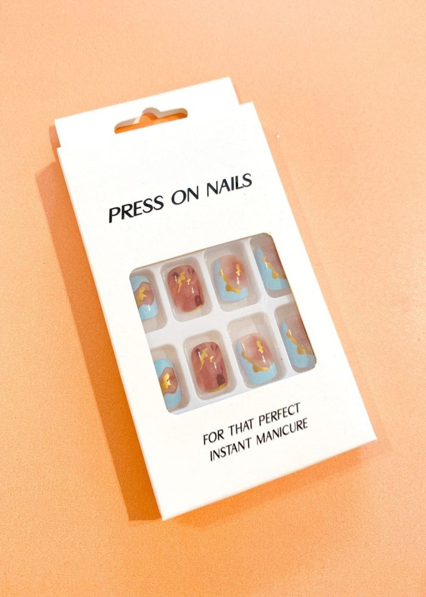 PRESS ON NAILS - BLUE MARBLE