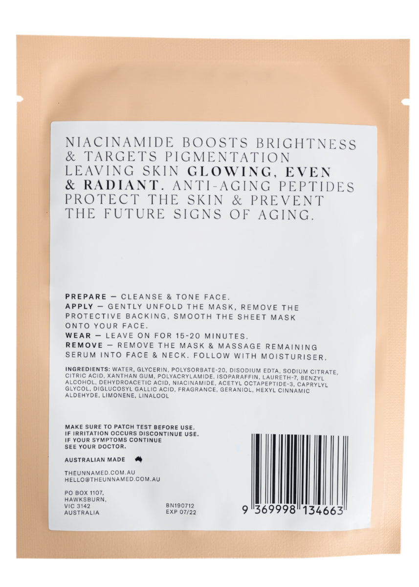BRIGHTENING & ANTI-AGING SHEET MASK by The Unnamed