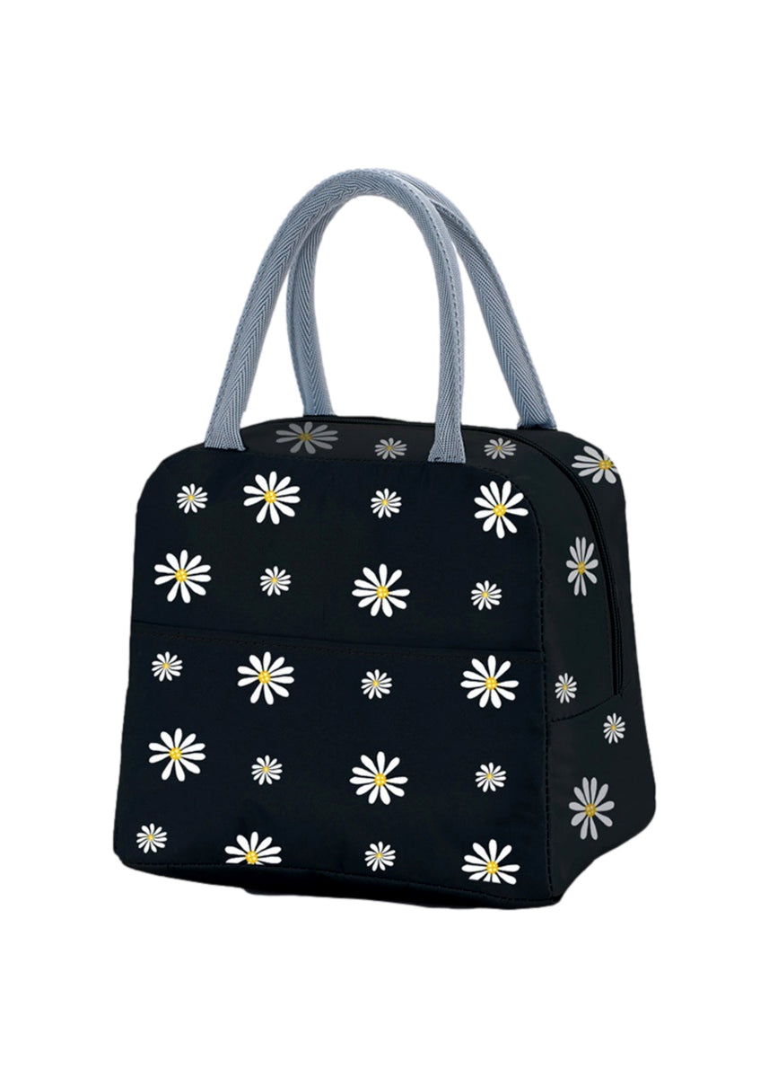 INSULATED COOLER BAG - BLACK FLOWERS