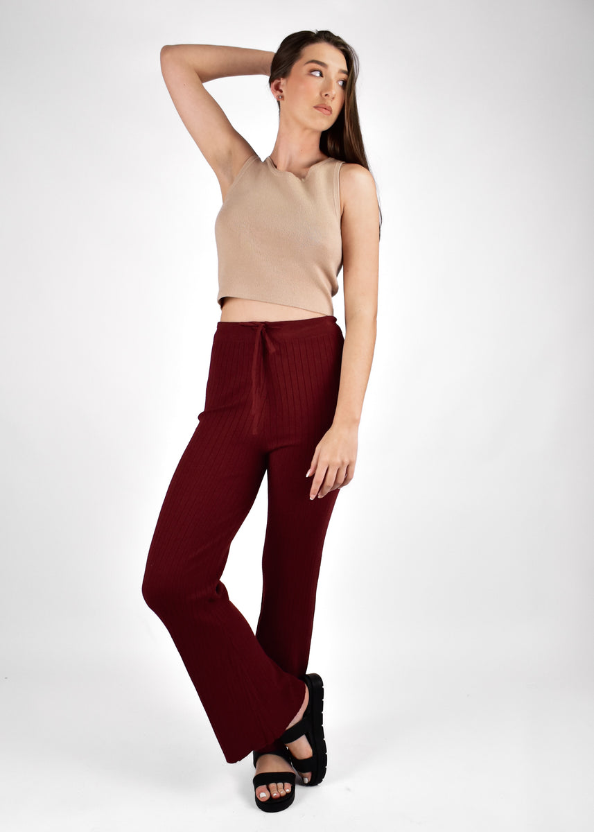 IONE PANT - BURGUNDY RED