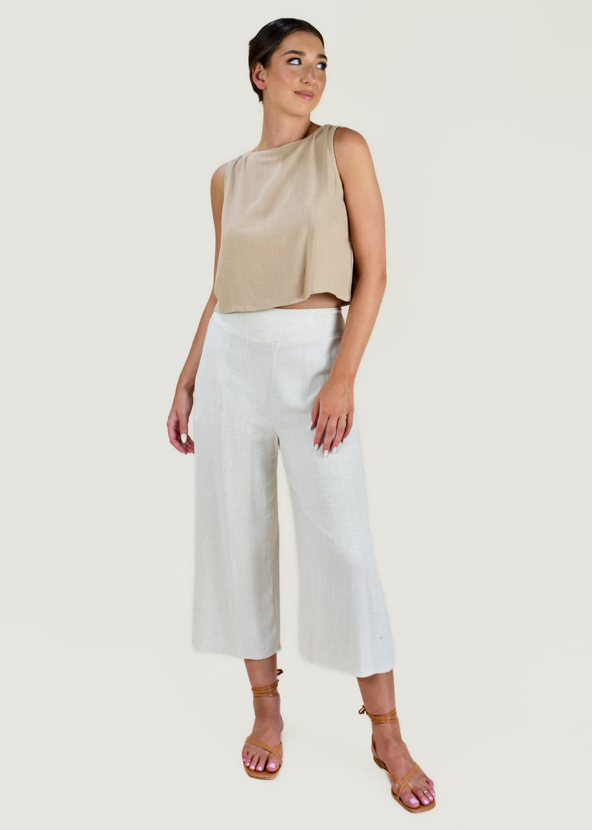 ASHER CROPPED PANTS - BEIGE